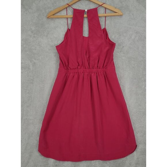 Madewell 100% SILK Lining Daylight Magenta Sweet Heart Neck Dress Size 6 - Picture 8 of 9